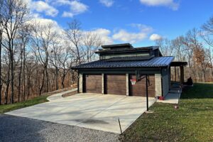 Catalyst House in the woods. Front view